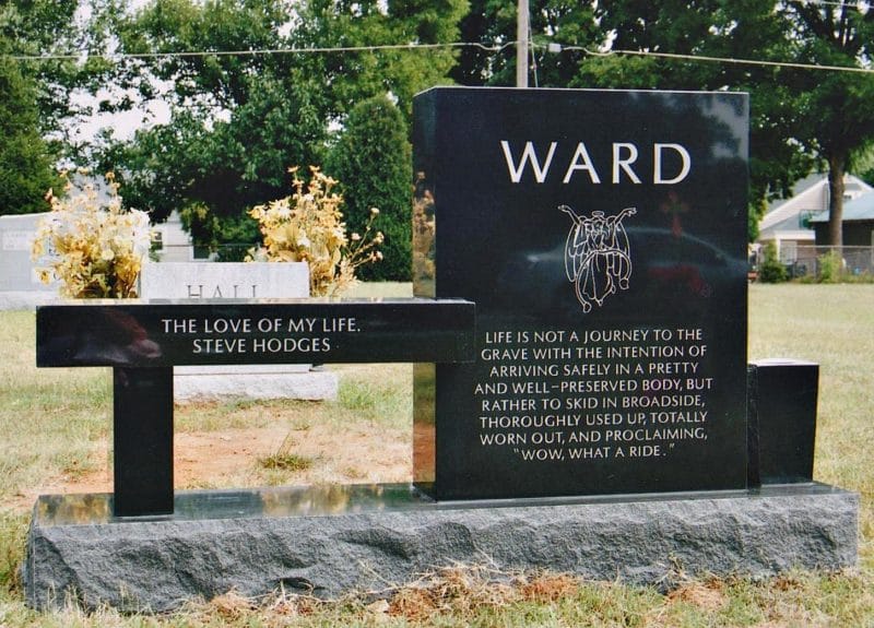 Wheeler Marble Bench Memorial with Cross Carving