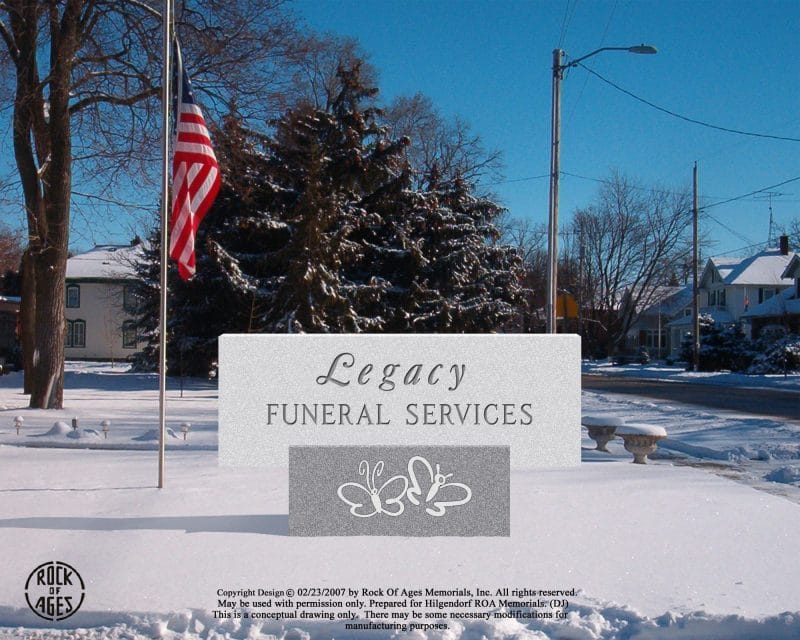 Legacy Funeral Services Granite Sign