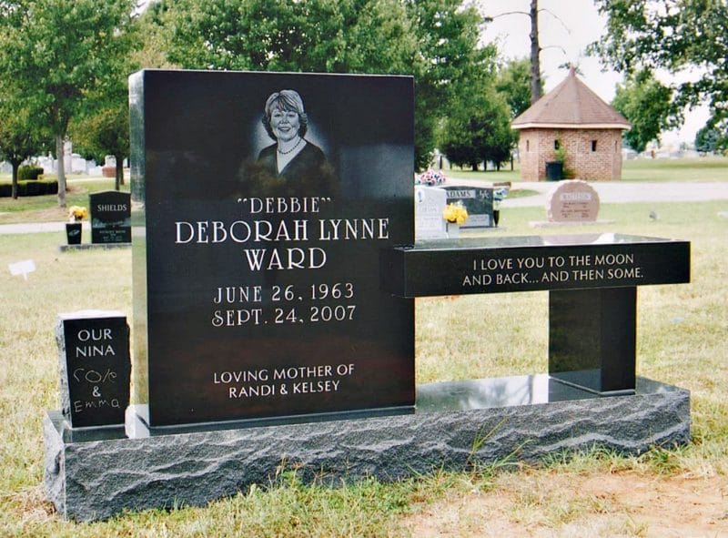 Etching Ward Bench Headstone with Portrait